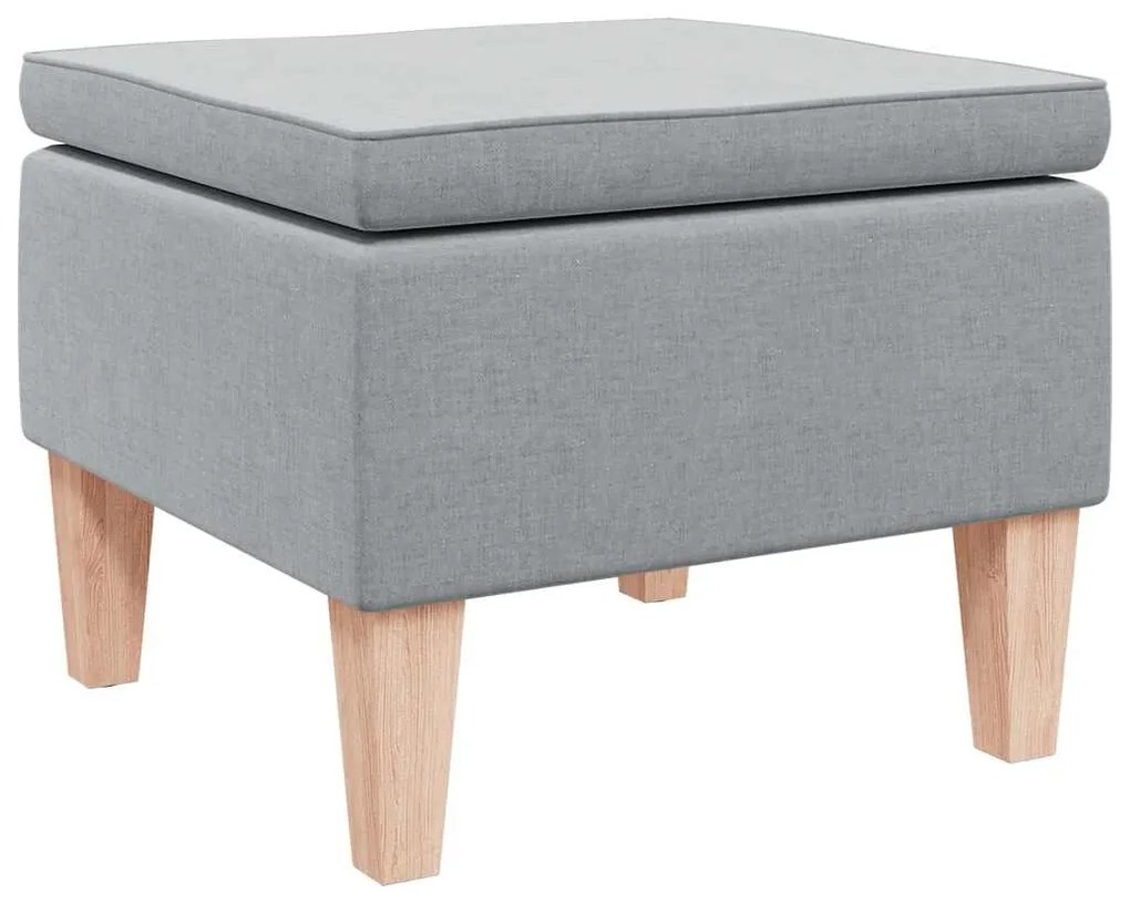 329425 vidaXL Табуретка с дървени крака, светлосива, текстил