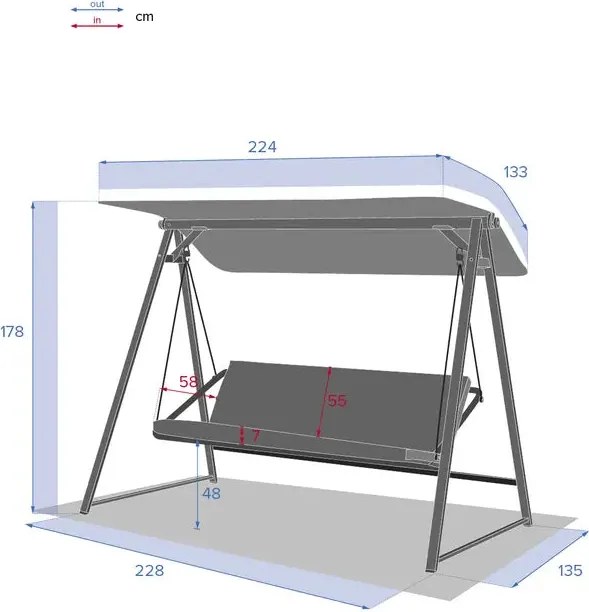 Градинска люлка Hesperide Soly, Мед/Въглен