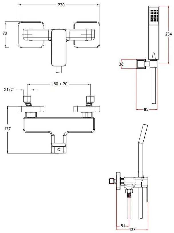 Кран за душ Eurorama Quadra-Хром