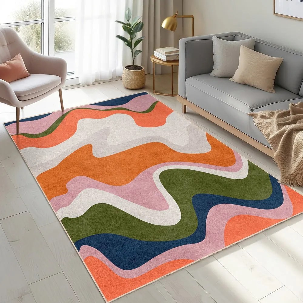 Оранжев килим подходящ за пране 120x180 cm Squiggly Orange – Mila Home