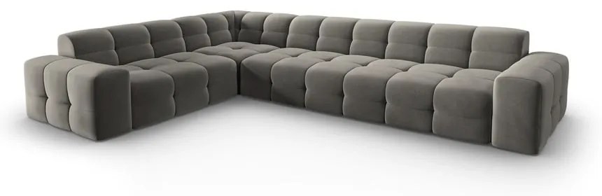 Ъглов диван от сиво кадифе (ляв ъгъл) Kendal - Micadoni Home