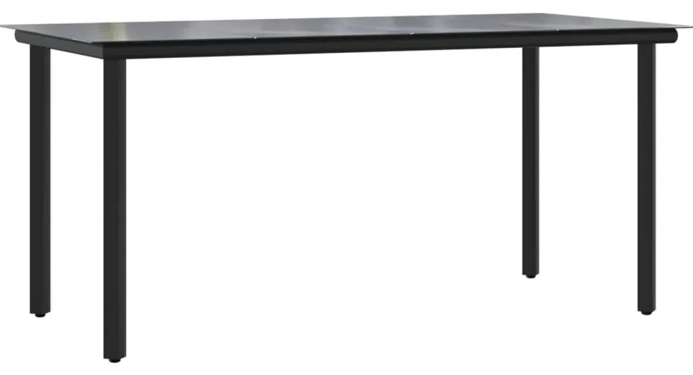 319283 vidaXL Градинска маса, черна, 160x80x74 см, стомана и закалено стъкло