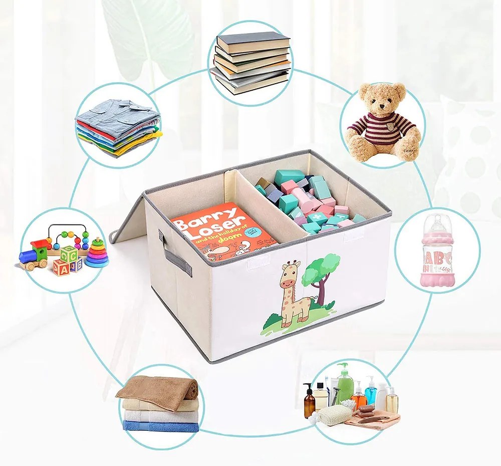 GINGER HOME К-кт 2 бр. текстилни кутии за играчки GIRAFFE
