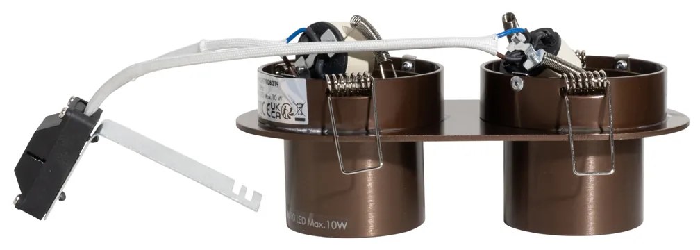 Вграден LED прожектор с кръгла форма тъмно бронзов GU10 50mm 2-светлинен - Installa