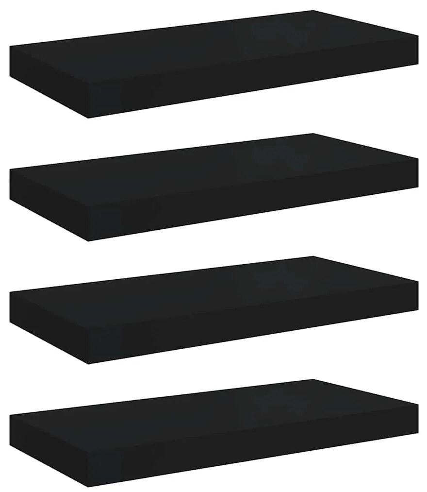 323831 vidaXL Окачени стенни рафтове, 4 бр, черни, 50x23x3,8 см, МДФ