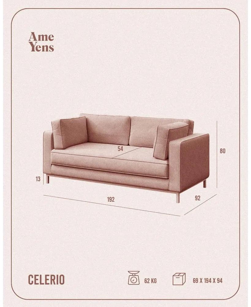 Светлорозов кадифен диван 192 cm Celerio - Ame Yens