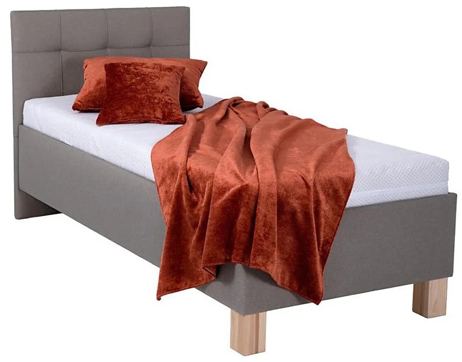 Тапицирано легло MARIA ONE 90x200 см с матрак и място за съхранение, таупе