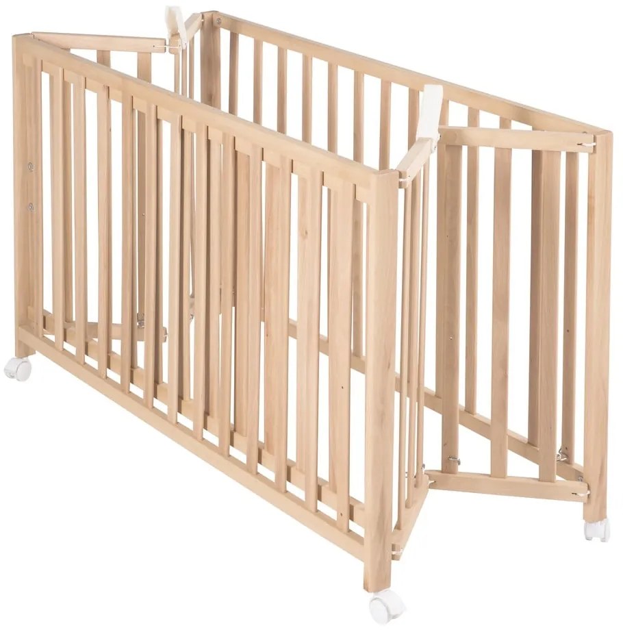 Сгъваемо детско легло на колела в естествен цвят 60x120 cm Fold up - Roba
