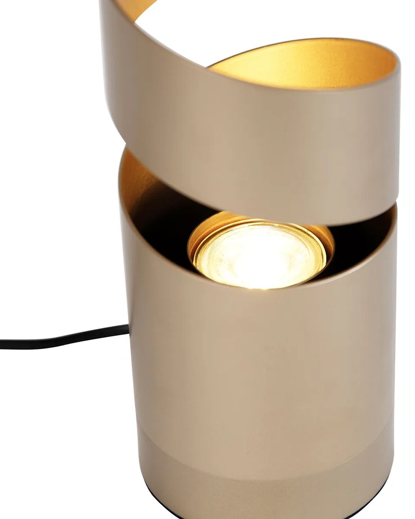 Moderne tafellamp taupe met goud - Stream