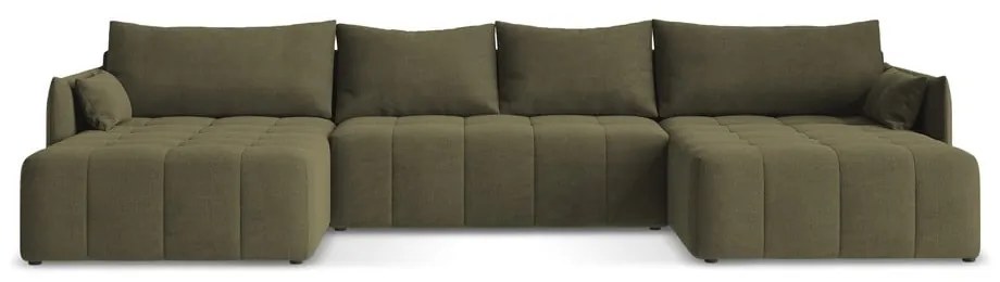 Разтегателен ъглов диван с място за съхранение в цвят каки (U форма) Moku – Makamii