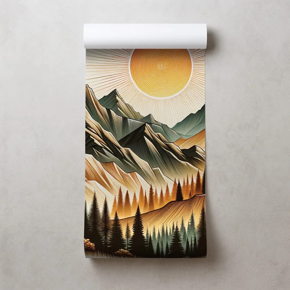 Тапет – Планински пейзаж с изгряващо слънце