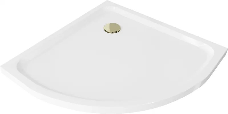 Mexen Flat полукръгъл душ корито slim 70 x 70 см, бял, сифон златист - 41107070G