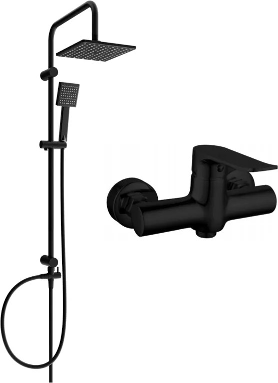 Mexen Tord комплект душ за външен монтаж с дъждовал и душ батерия Pecos, черен - 72740200-70