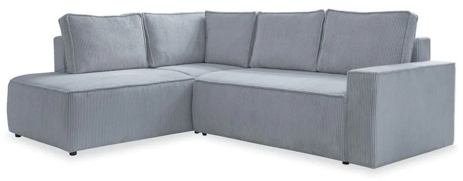 Светлосив разтегателен ъглов диван от рипсено кадифе (ляв ъгъл) Brave Dave – Miuform