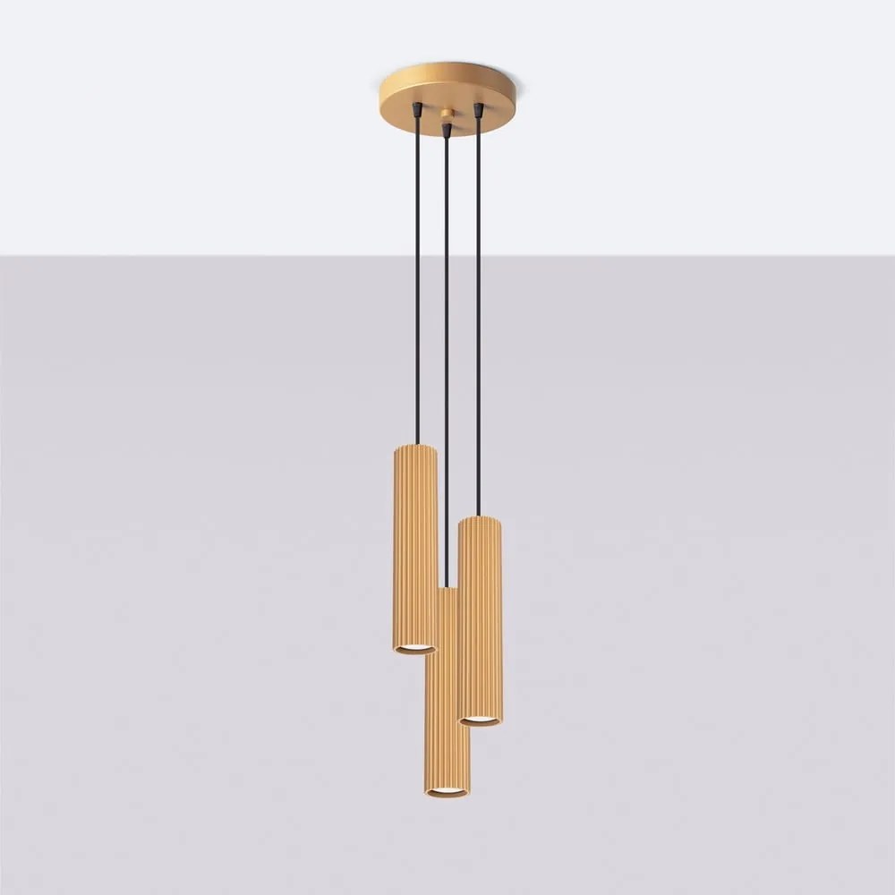 Висящо осветително тяло в златист цвят ø 19,5 cm Gleam – Sollux