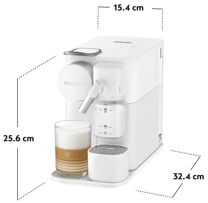 Еспресо машина DeLonghi EN510W, 1450W, 19 bar, 1 л, Nespresso, Автоматично изключване, Бял