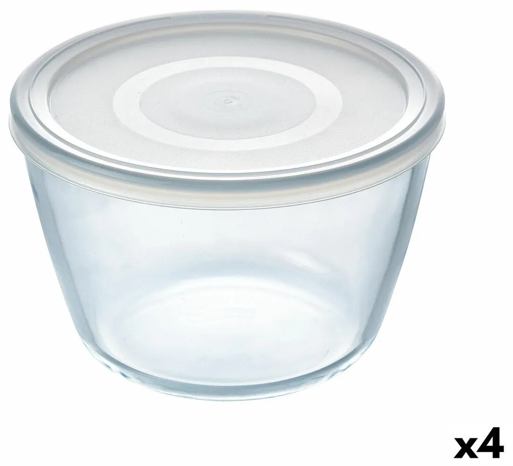 Кръгла Кутия за Обяд с Капак Pyrex Cook &amp; Freeze 1,6 L 17 x 17 x 12 cm Прозрачен Силикон Cтъкло (4 броя)