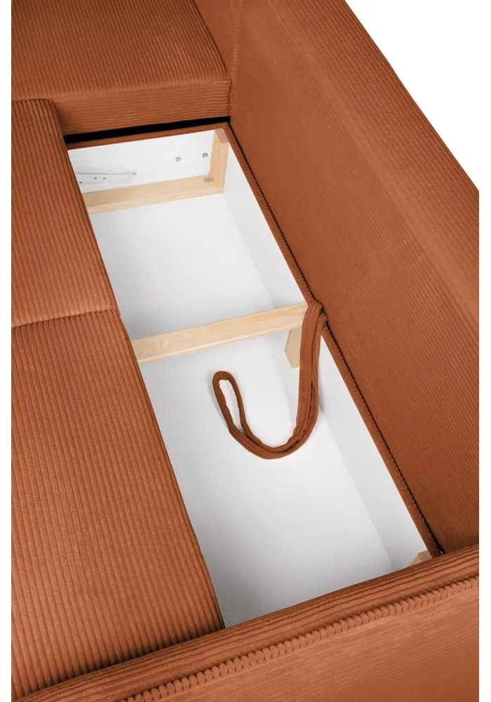 Оранжев сгъваем ъглов диван от рипсено кадифе (ляв ъгъл) Tori – Bonami Selection