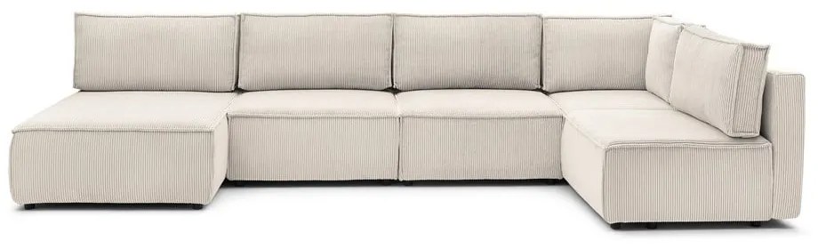 Кремав променлив велурен U-образен ъглов диван Nihad modular - Bobochic Paris