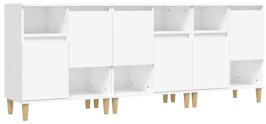 3185735 vidaXL Сайдборд, 3бр, бяло, 60x35x70 см, инженерно дърво