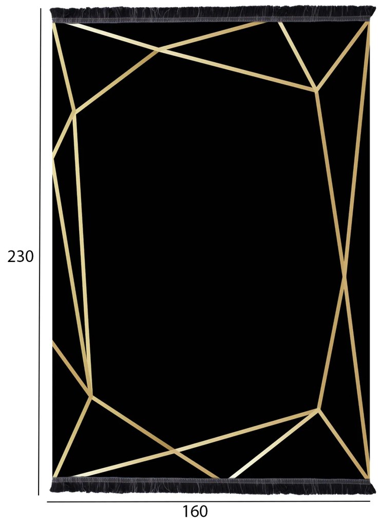 Килим 160х230 - HM7675.30 цвят черен-златист