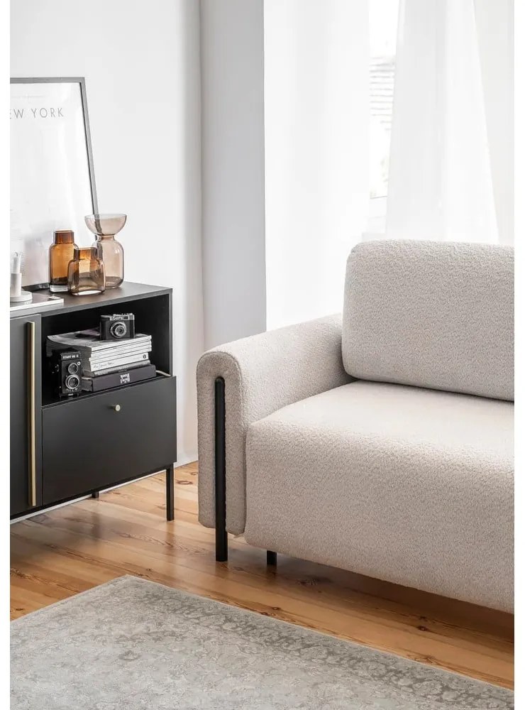 Бежов сгъваем/с място за съхранение диван от прежда с примки от букле 244 cm Arcadova – ELTAP