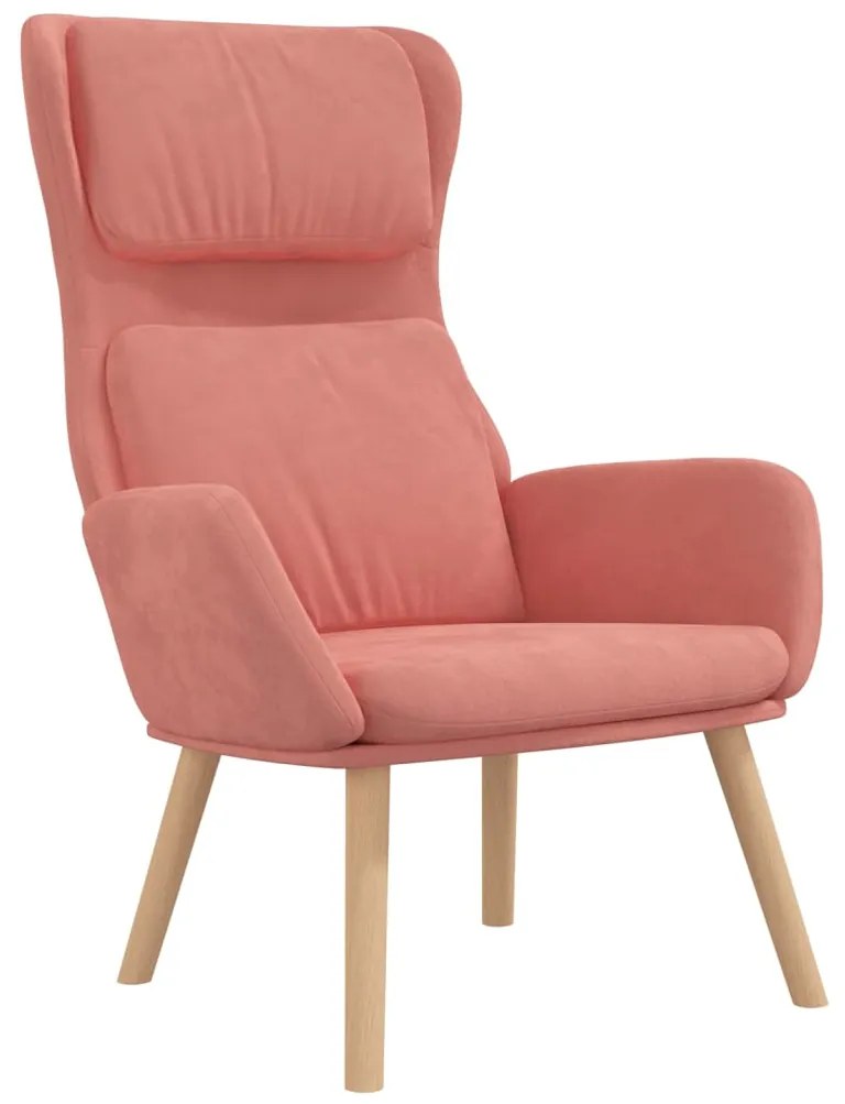 341355 vidaXL Релакс стол, розов, кадифе