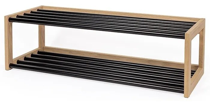 Черна/естествена метална етажерка за обувки - Woodman