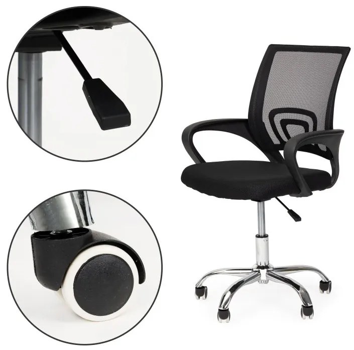 Ергономичен офис стол в черно с метална основа