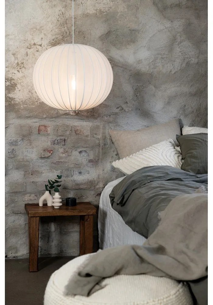 Бяло висящо осветително тяло с текстилен абажур ø 50 cm Florence – Markslöjd