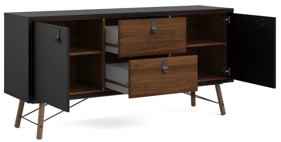 Черен скрин от декор от орех 150x72x40 cm Ry – Tvilum