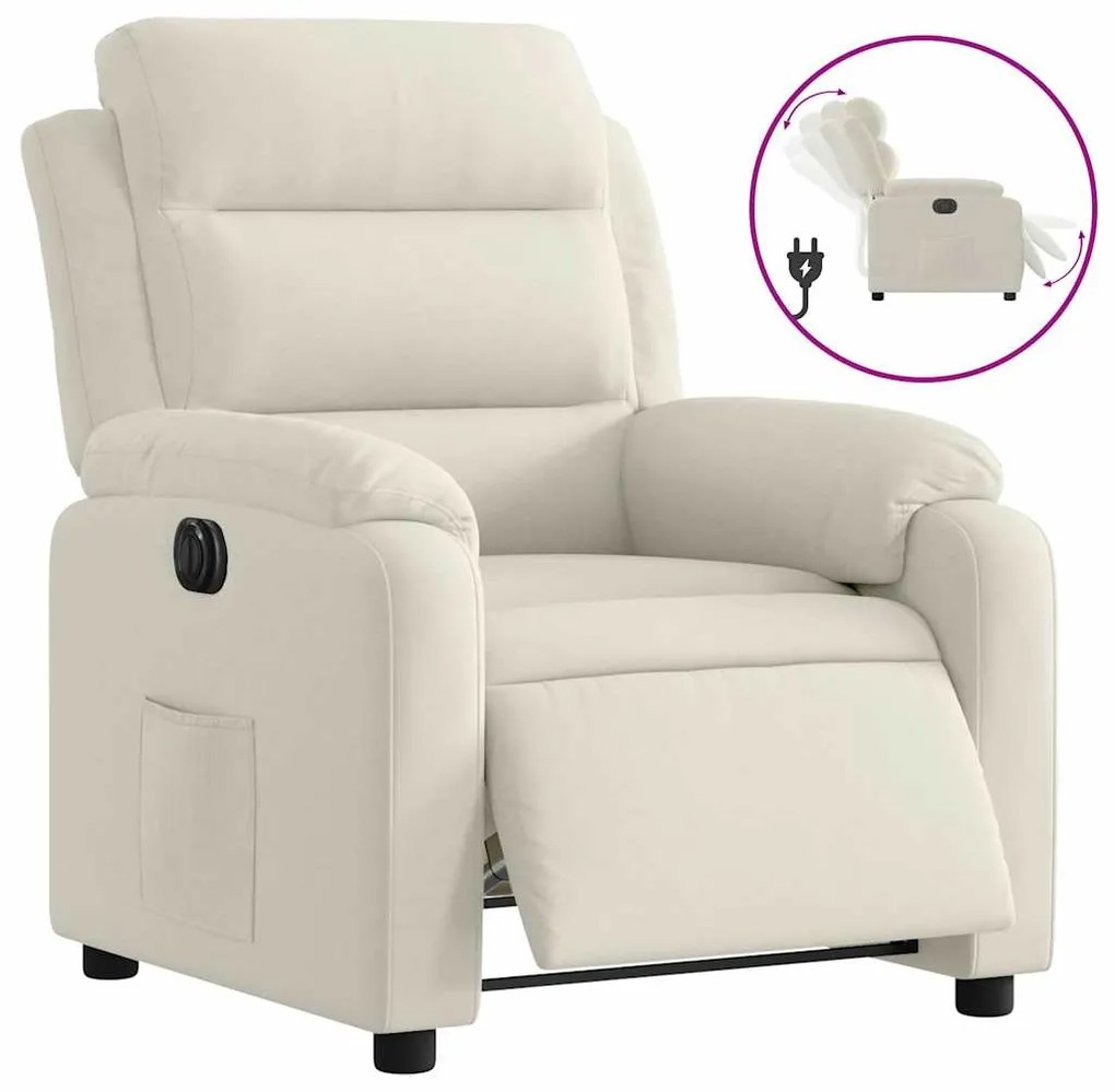 3205079 vidaXL Електрически реклайнер стол, кремав, кадифе