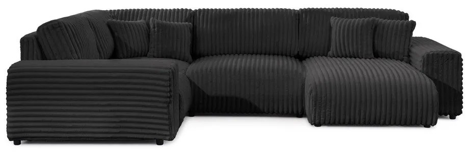 Тъмносив ъглов диван от рипсено кадифе (ляв ъгъл/U форма) Justin – Ropez