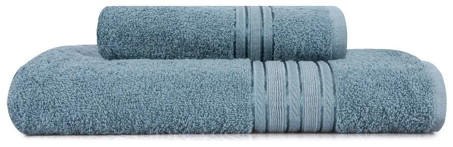 Сини памучни кърпи и хавлии за баня в комплект от 2 Dora - Foutastic