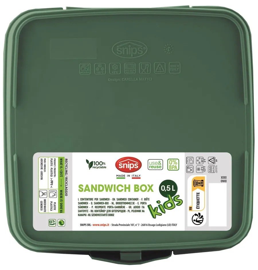Зелена детска кутия за храна Dinosaur – Snips