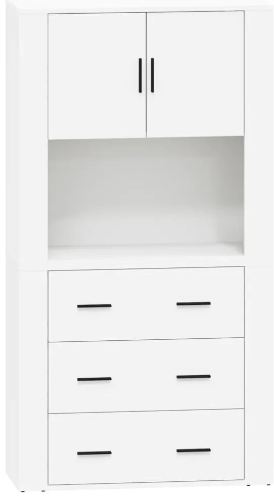 3185383 vidaXL Висок шкаф, бял, инженерно дърво