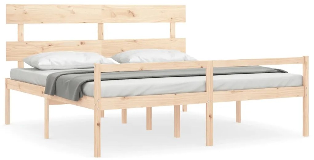 3195366 vidaXL Легло за възрастни с табла, Super King Size, масивно дърво
