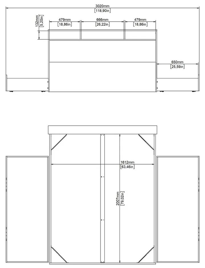 Двойно легло от дъбов декор с място за съхранение без ламелно дъно в естествен цвят 160x200 cm Ikast – Tvilum