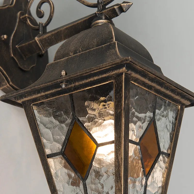 Винтидж външна стенна лампа бронзова - Antigua Down