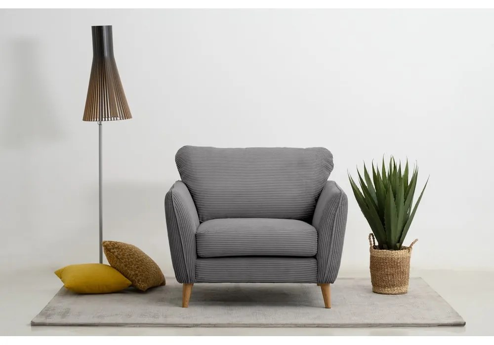 Тъмносиво кресло от рипсено кадифе Paris – Scandic