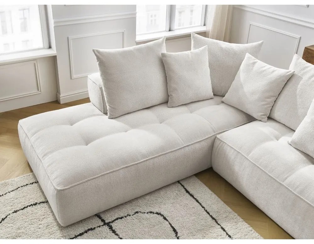 Бежов шенилов ъглов диван (ляв ъгъл/L форма) Whesley – Bobochic Paris