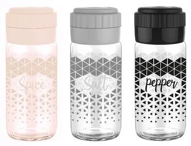 Стъклена солница с декор и пластмасово капаче 244см M-131032-HIBRIT - Horecano