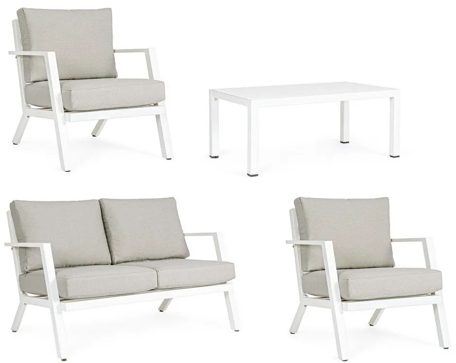 Бял алуминиев градински комплект от за отдих за 4 Harley – Bizzotto