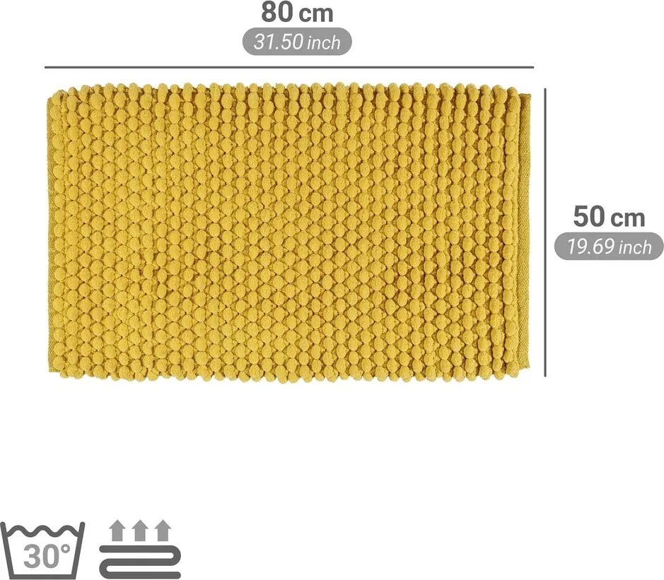 Жълт текстилен килим за баня 50x80 cm Solivo – Wenko