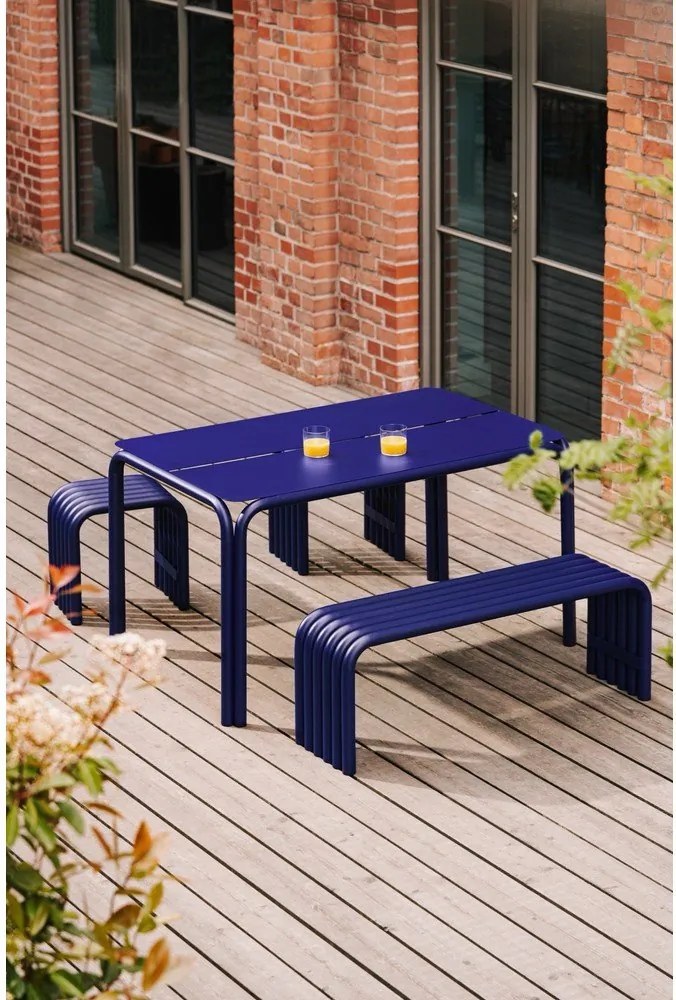 Синя градинска пейка метална Nokk – noo.ma