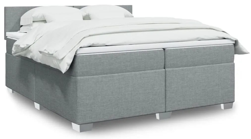 3288288 vidaXL Боксспринг легло с матрак, светлосиво, 200x200 см, плат