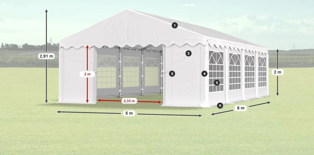 Парти шатрата 5x8x2m Comfort PE 240g Лято