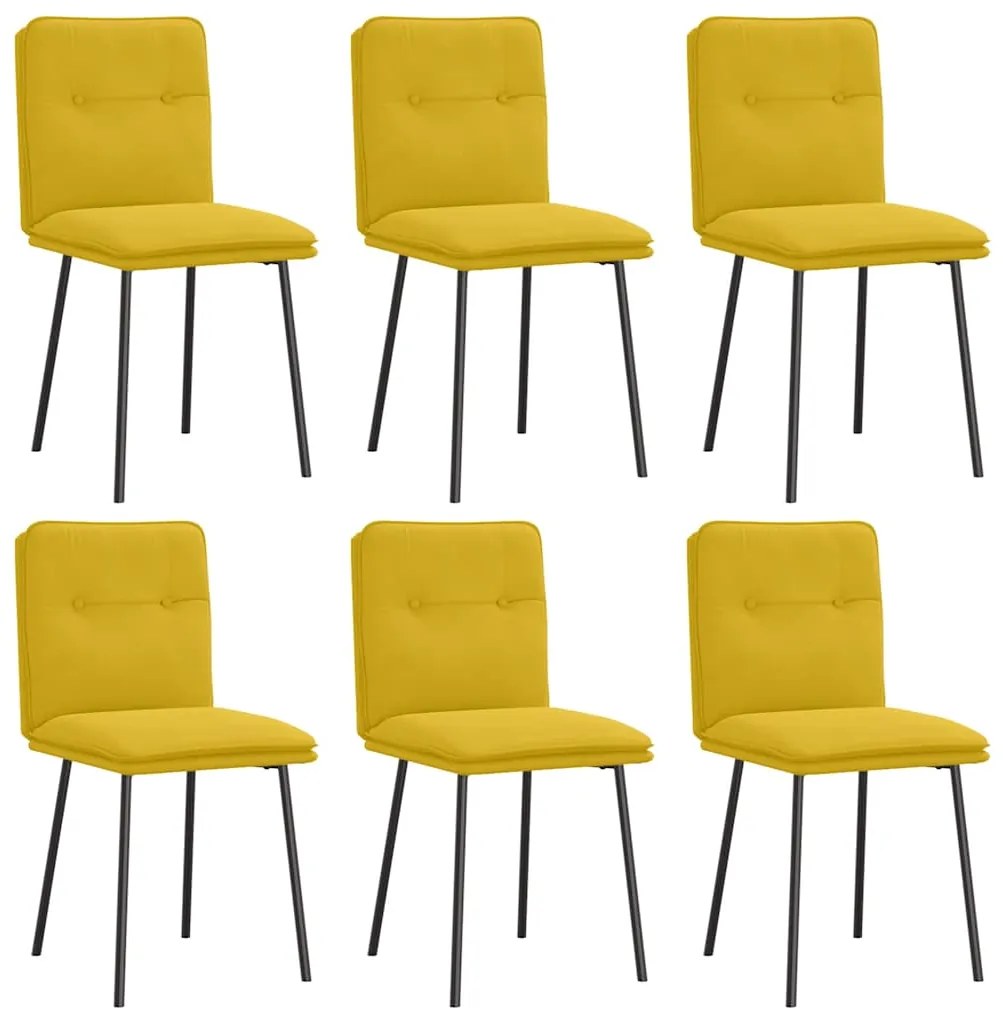 3315686 vidaXL Трапезни столове, 6 бр, жълти, кадифе