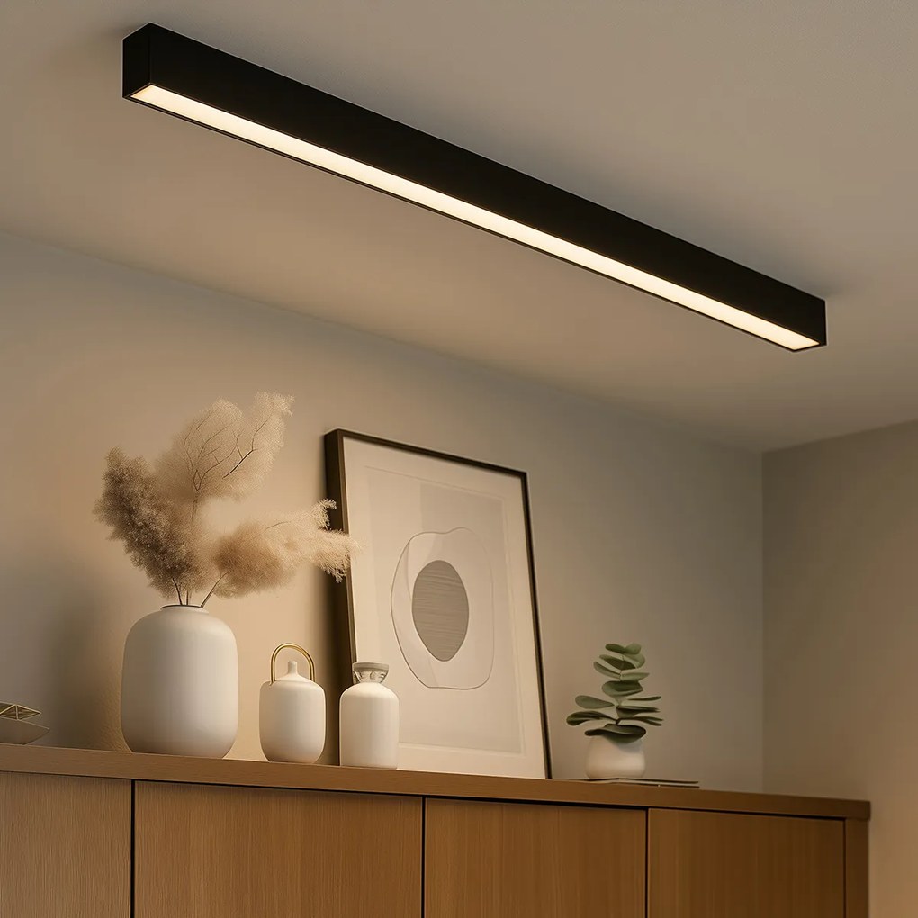 Таванна лампа черна вкл. LED 3-степенно димиране 2700-4000K с DIP превключвател - Keane