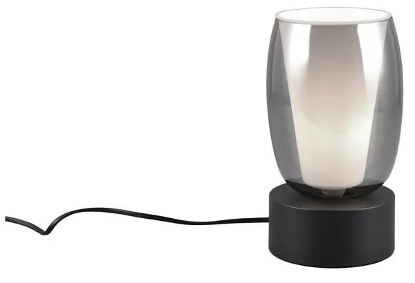 Настолна лампа със стъклен абажур в черно и сребристо (височина 24 cm) Barret - Trio Select